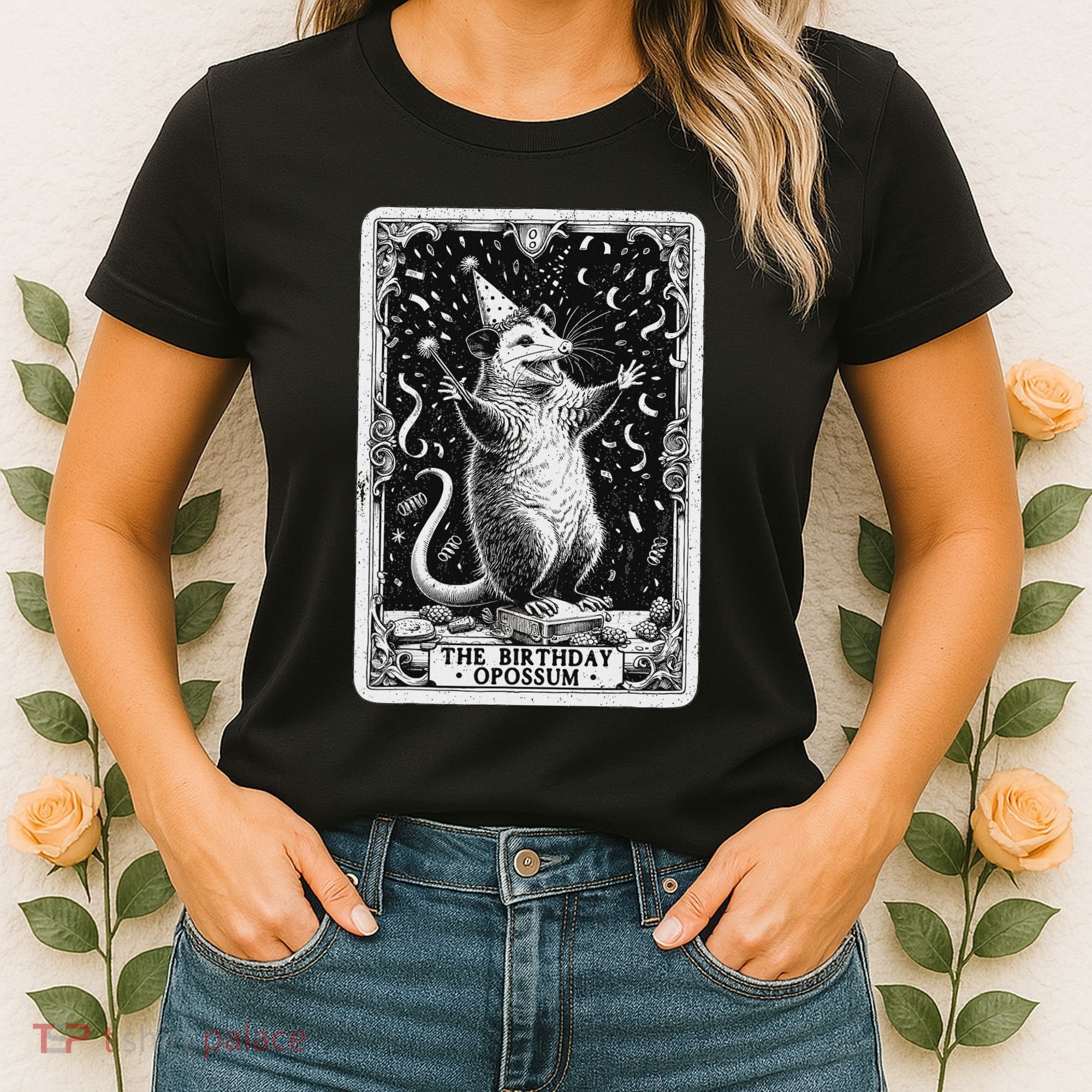 The Birthday Opossum Tarot Card Opossum Women's T-Shirt