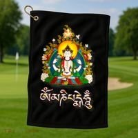 Tibetan Buddha Om Mani Padme Hum Amitabh Golf Towel thumb 1