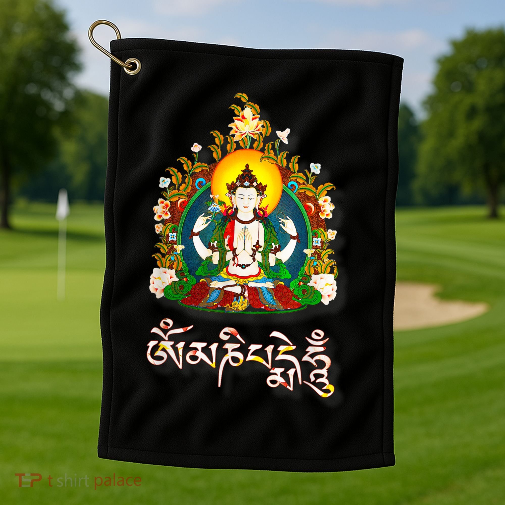 Tibetan Buddha Om Mani Padme Hum Amitabh Golf Towel
