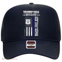 Trump Because Police Lives Matter Thin Blue Line Hat thumb 0