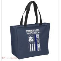 Trump Because Police Lives Matter Thin Blue Line Tote Bag thumb 2
