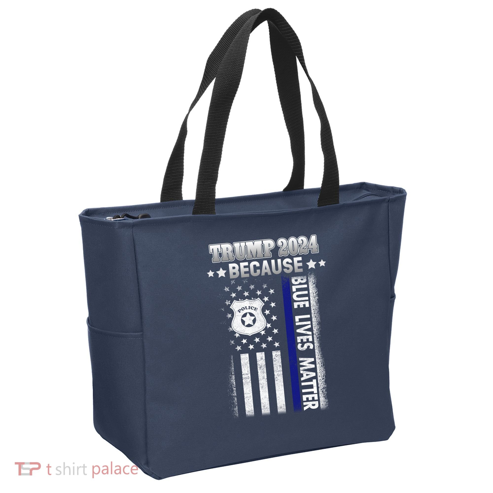 Trump Because Police Lives Matter Thin Blue Line Tote Bag