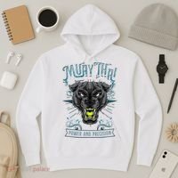 Thai Boxing Power And Precision Muay Thai And Panther Hoodie thumb 3