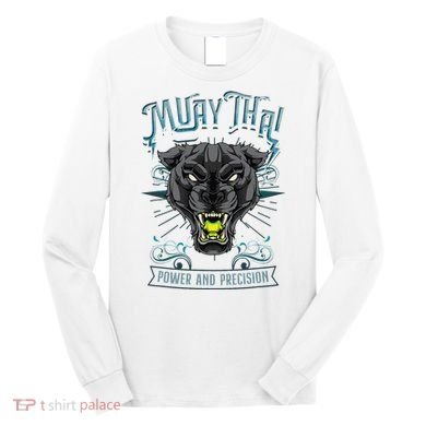 Thai Boxing Power And Precision Muay Thai And Panther Long Sleeve Shirt