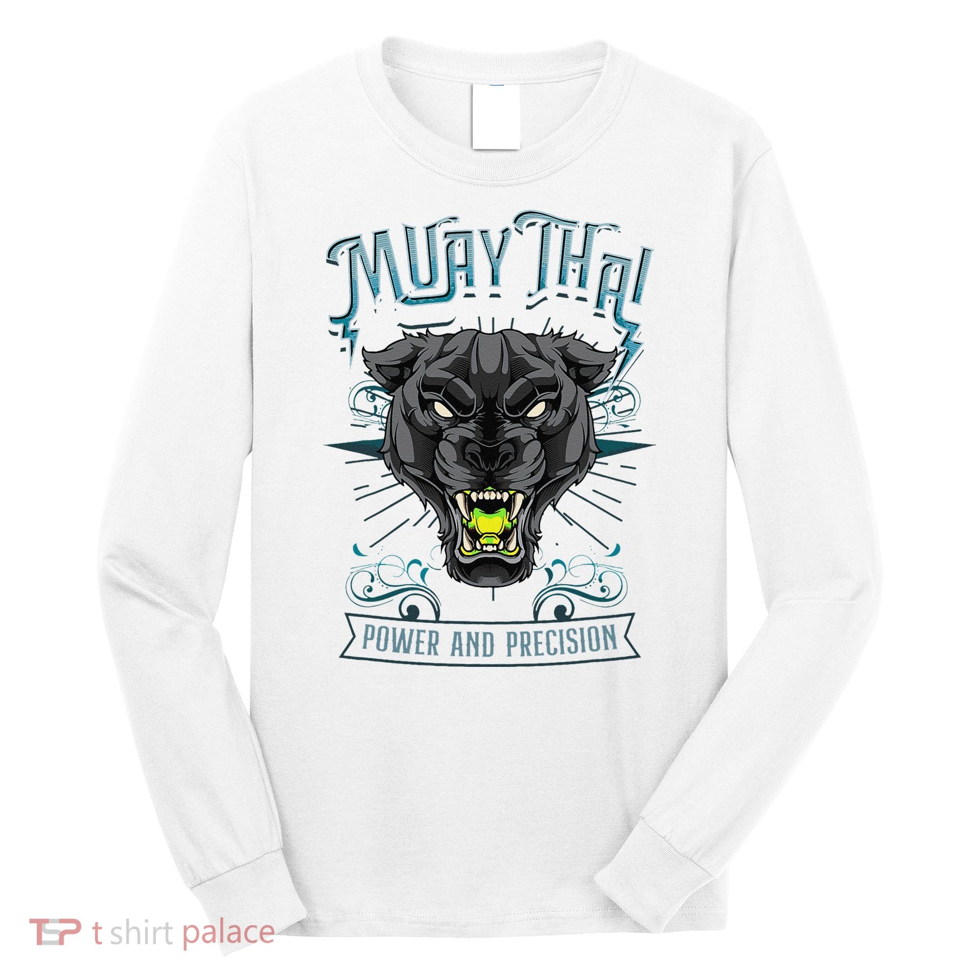 Thai Boxing Power And Precision Muay Thai And Panther Long Sleeve Shirt