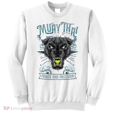 Thai Boxing Power And Precision Muay Thai And Panther Sweatshirt