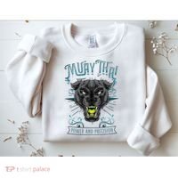 Thai Boxing Power And Precision Muay Thai And Panther Sweatshirt thumb 2