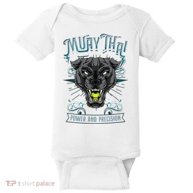 Thai Boxing Power And Precision Muay Thai And Panther Baby Bodysuit
