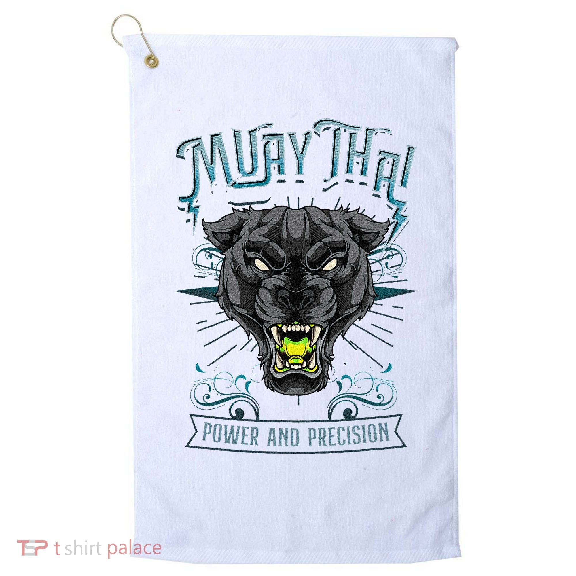 Thai Boxing Power And Precision Muay Thai And Panther Golf Towel