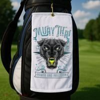 Thai Boxing Power And Precision Muay Thai And Panther Golf Towel thumb 2