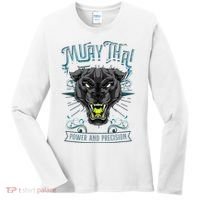 Thai Boxing Power And Precision Muay Thai And Panther Women's Long Sleeve Shirt thumb 0