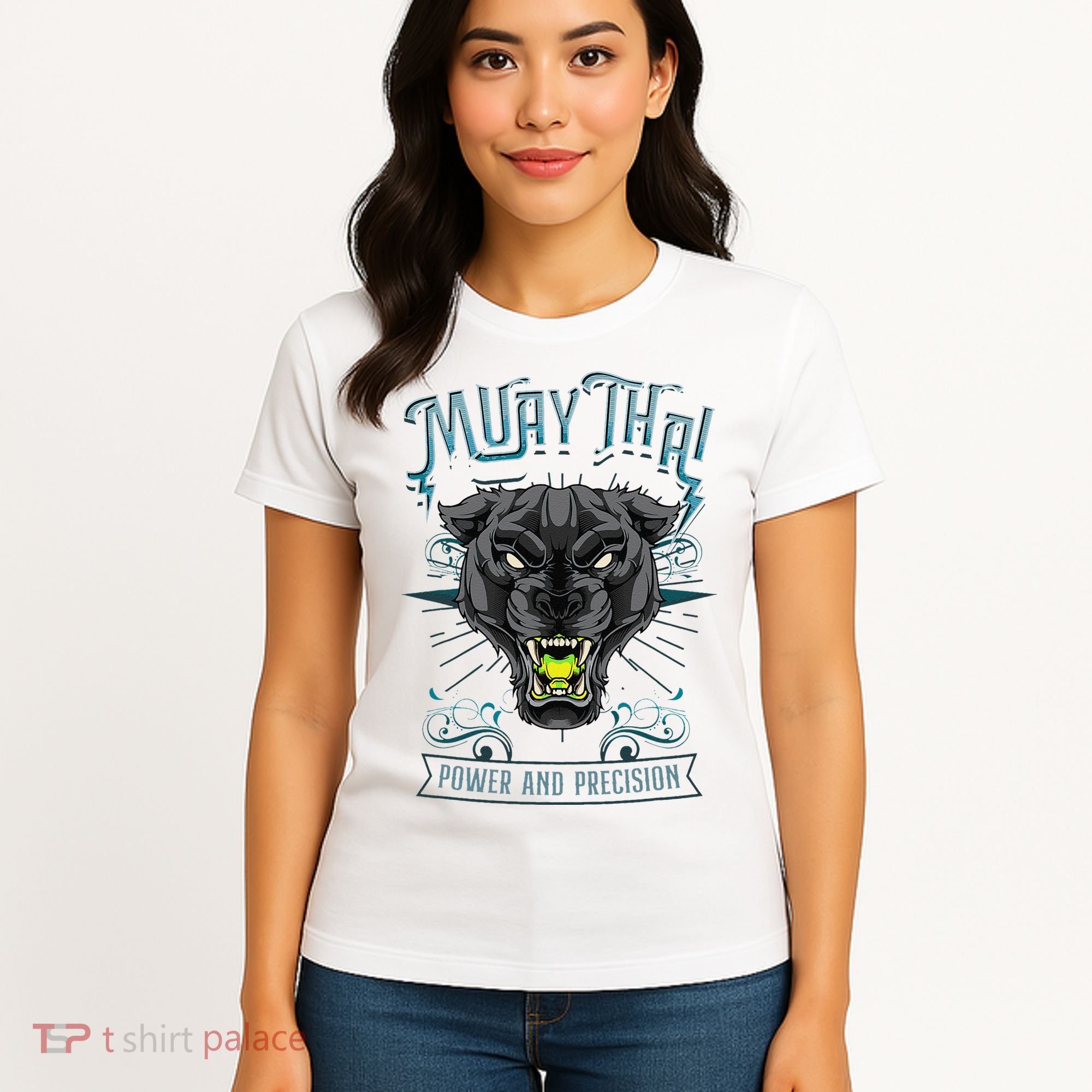 Thai Boxing Power And Precision Muay Thai And Panther Women's T-Shirt