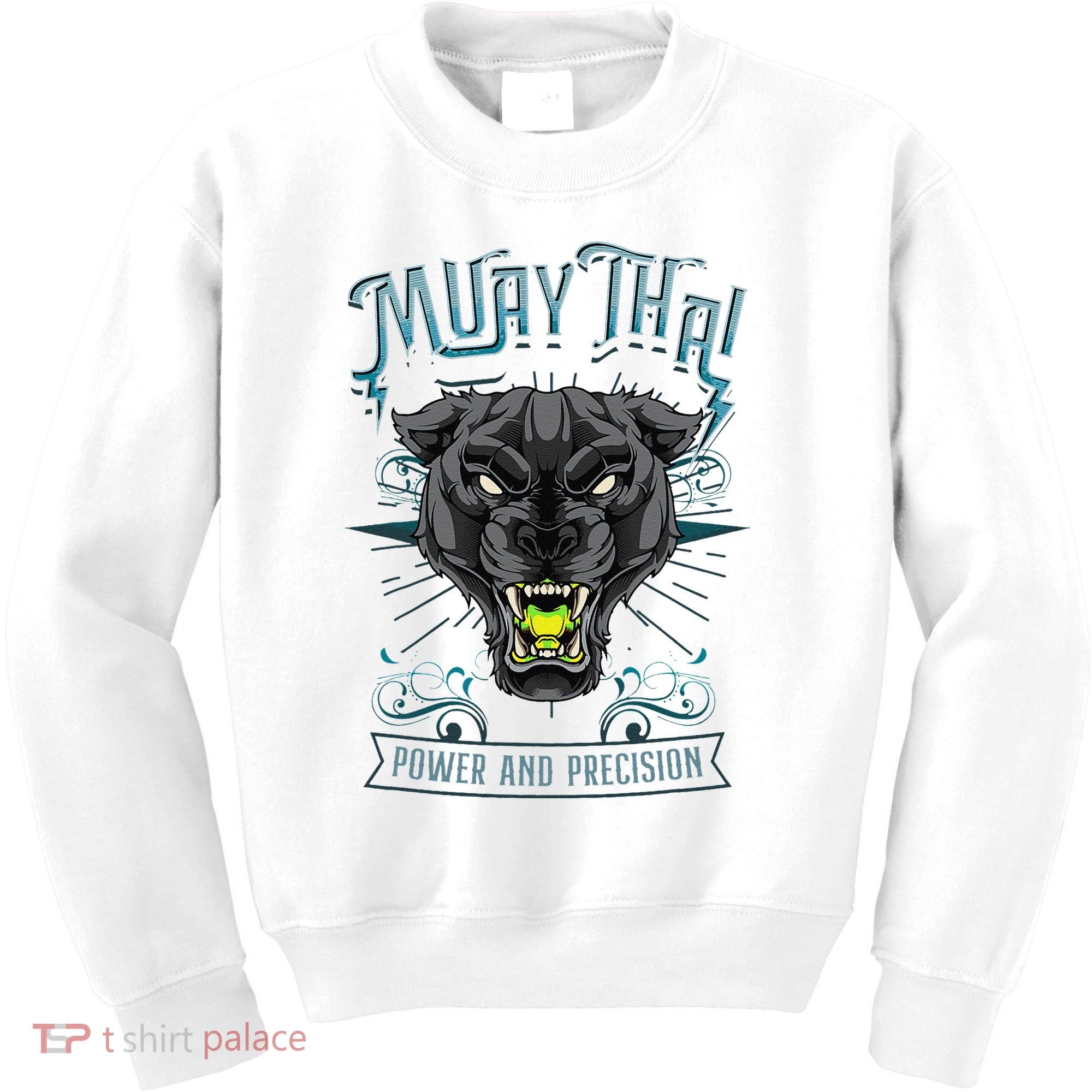 Thai Boxing Power And Precision Muay Thai And Panther Kids Sweatshirt