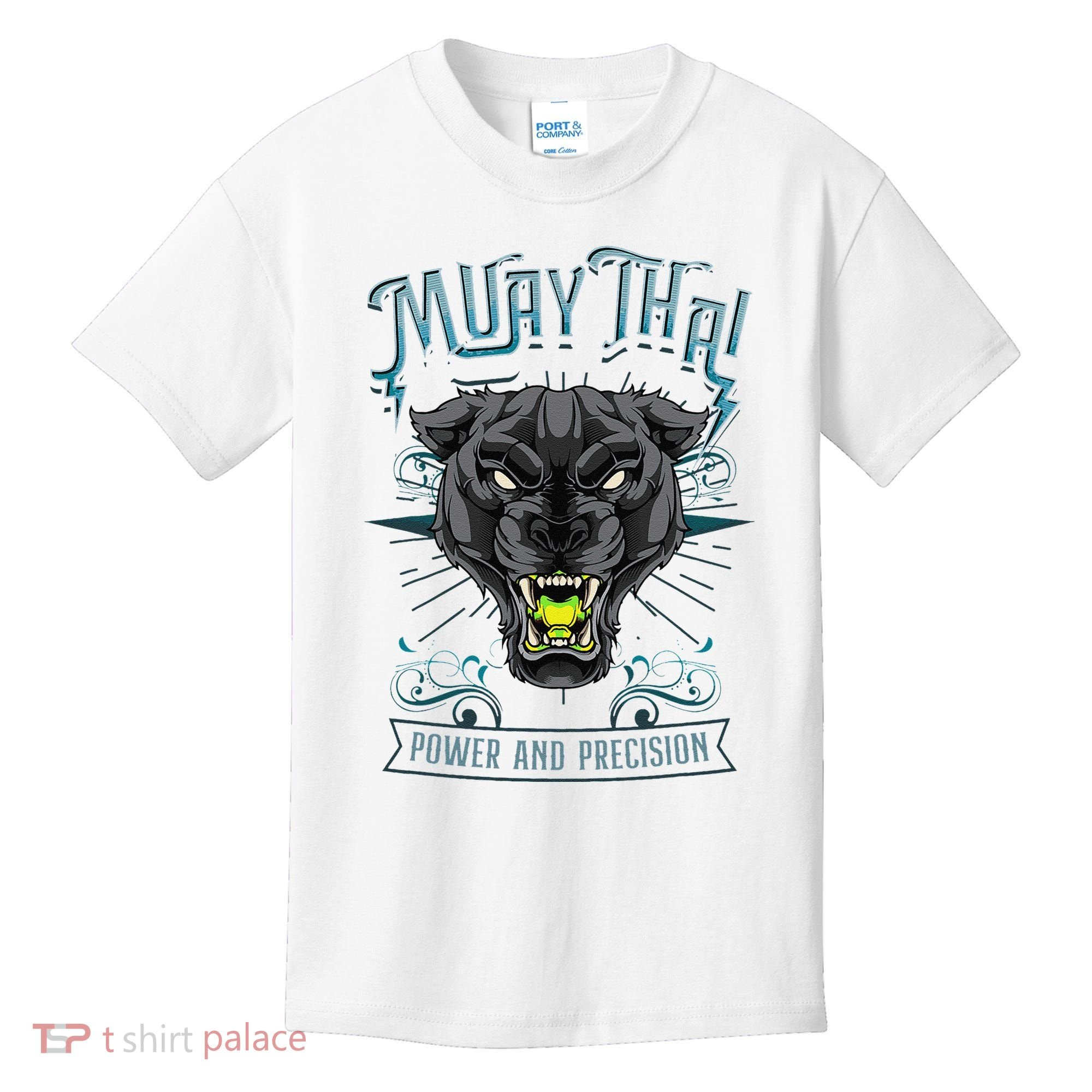 Thai Boxing Power And Precision Muay Thai And Panther Kids T-Shirt
