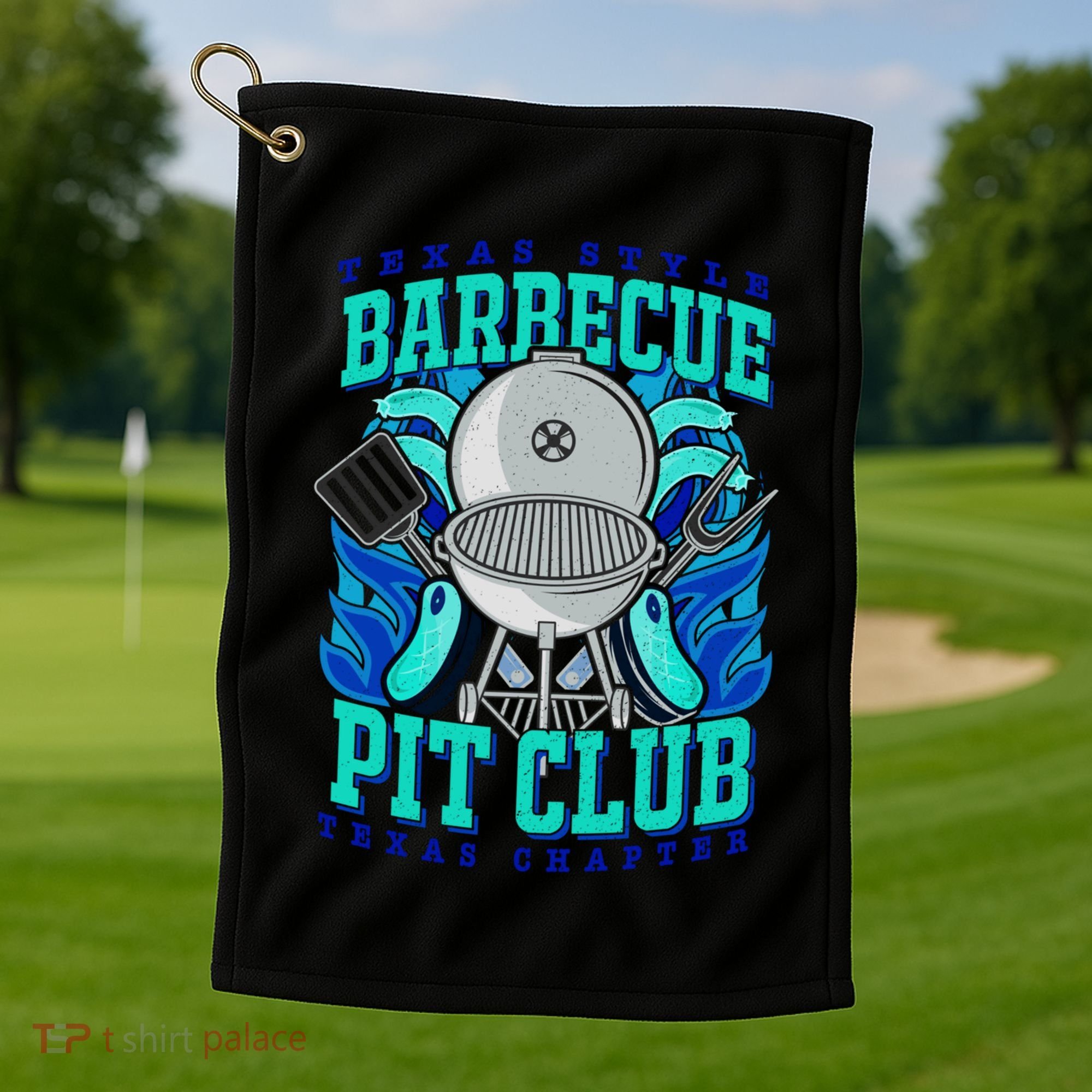 Texas Bbq Pit Club Griller Pitmaster Barbecue Lover Gift Golf Towel