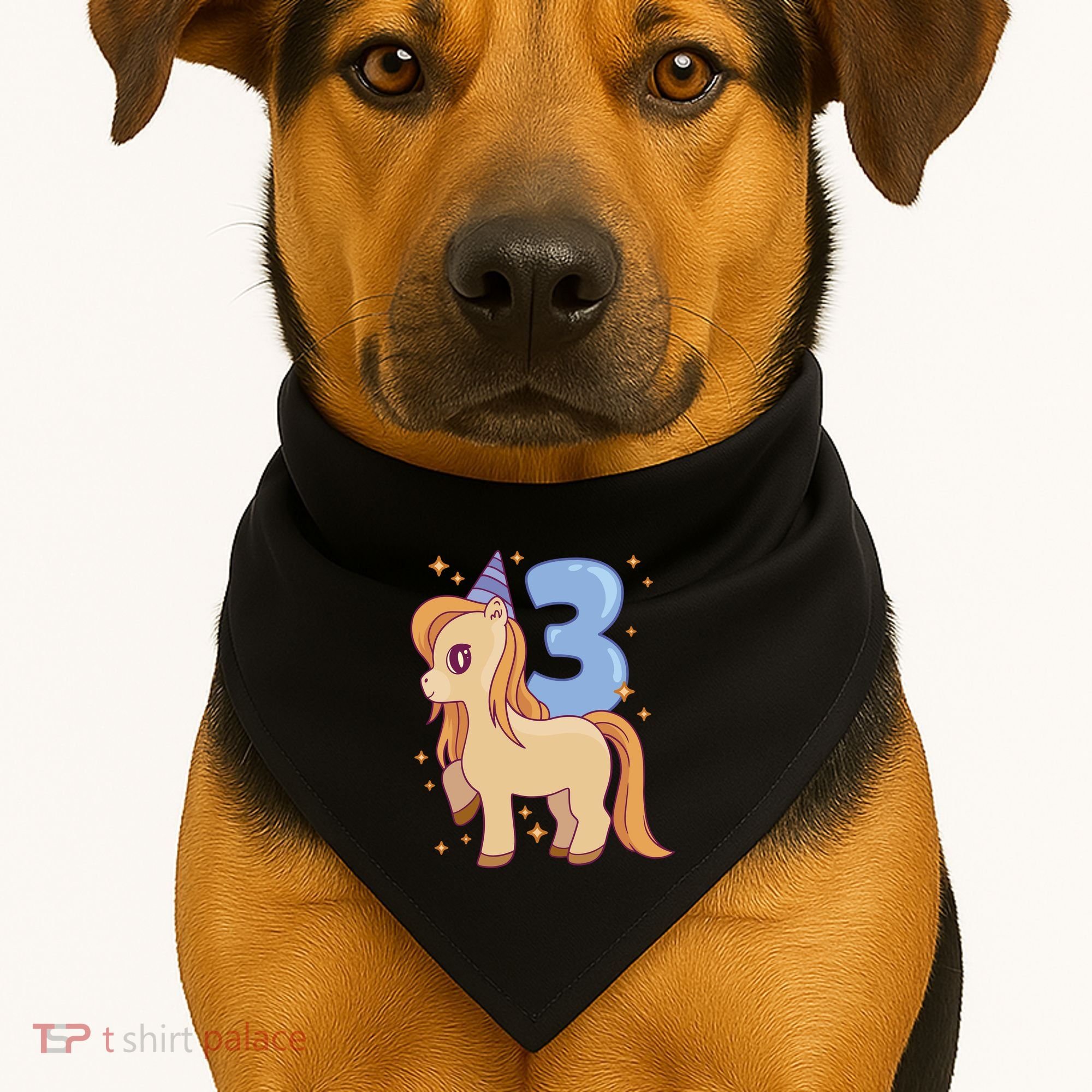 Third Birthday Pony Gift USA-Made Doggie Bandana