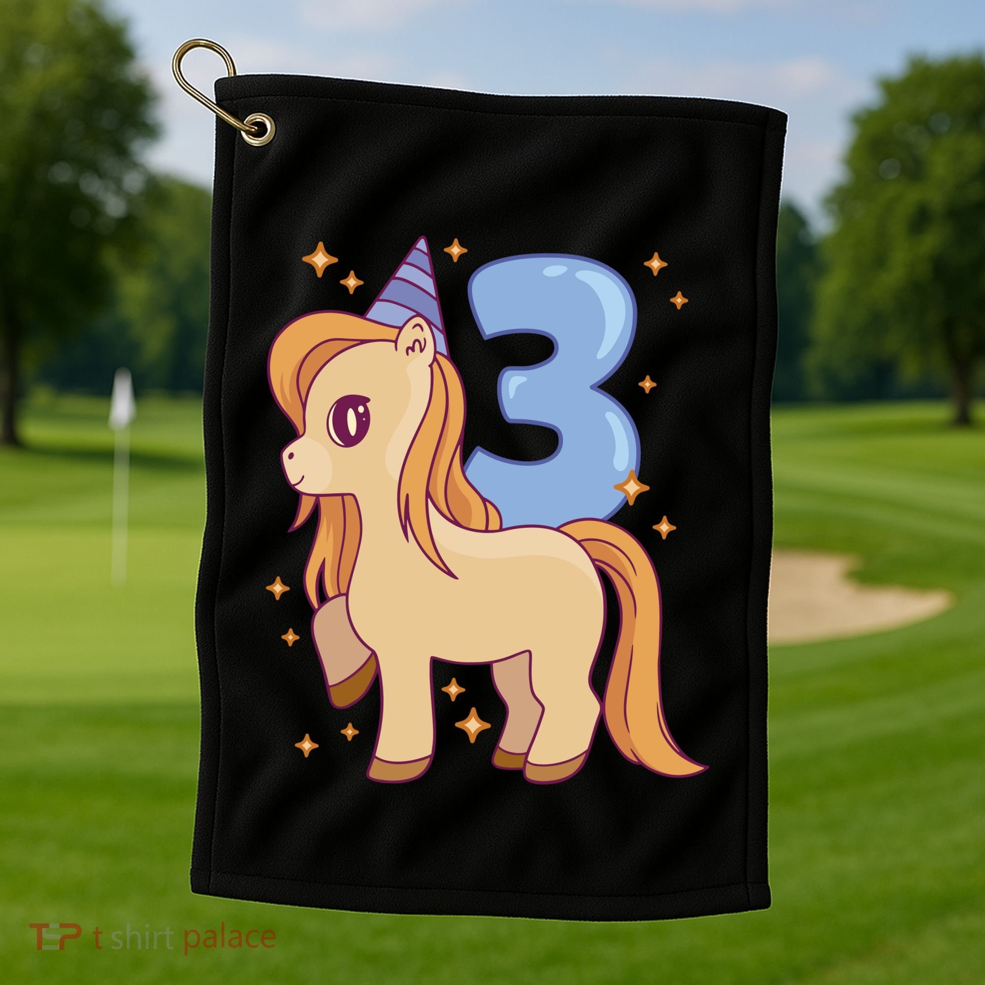 Third Birthday Pony Gift Golf Towel
