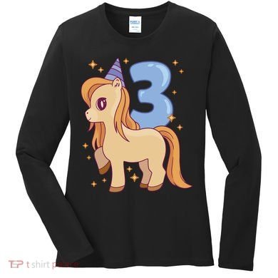 Third Birthday Pony Gift Women's Long Sleeve Shirt