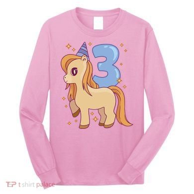 Third Birthday Pony Gift Long Sleeve Shirt