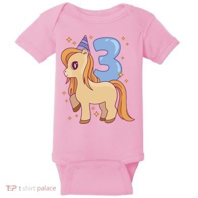 Third Birthday Pony Gift Baby Bodysuit