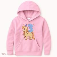 Third Birthday Pony Gift Kids Hoodie thumb 0