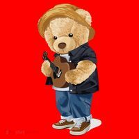 Teddy Bear Plays Guitar | Funny Gifts For Guitar Players Santa Hat thumb 1
