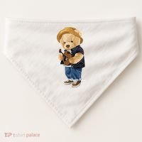 Teddy Bear Plays Guitar | Funny Gifts For Guitar Players USA-Made Doggie Bandana thumb 0