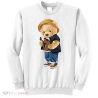 Teddy Bear Plays Guitar | Funny Gifts For Guitar Players Sweatshirt thumb 0