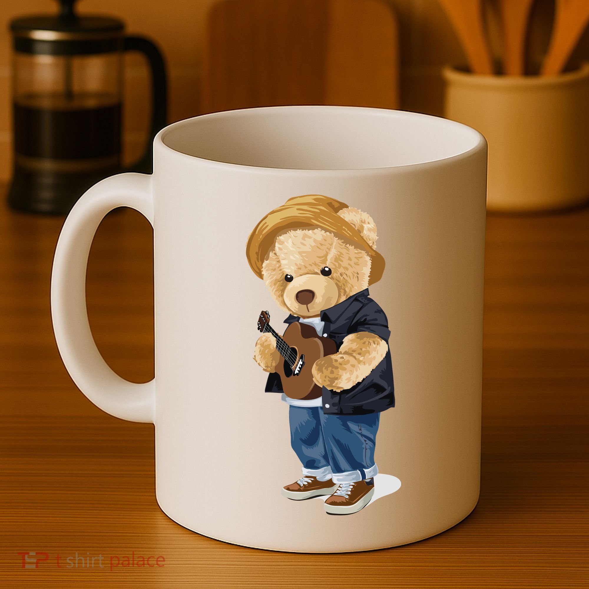 Teddy Bear Plays Guitar | Funny Gifts For Guitar Players Coffee Mug