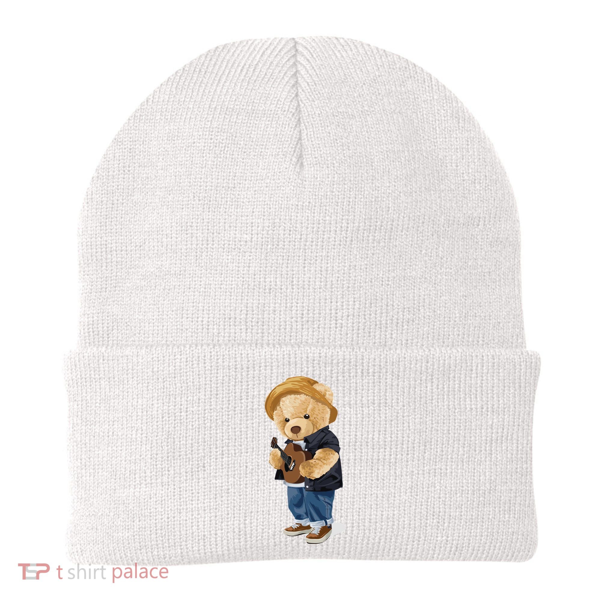 Teddy Bear Plays Guitar | Funny Gifts For Guitar Players Beanie