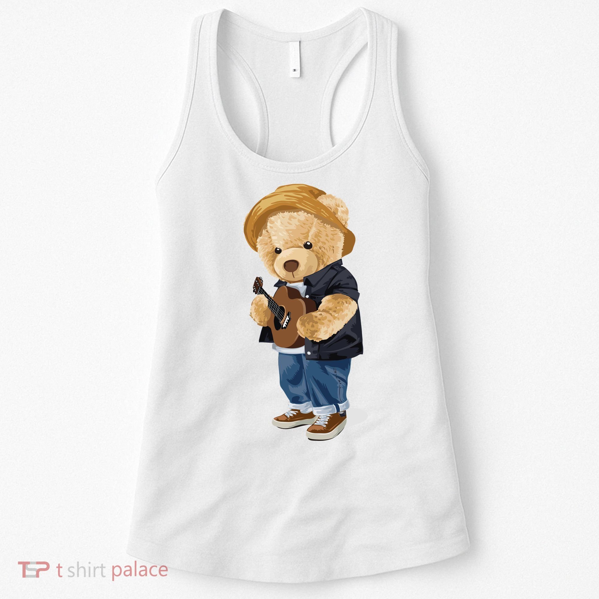 Teddy Bear Plays Guitar | Funny Gifts For Guitar Players Women's Tank Top