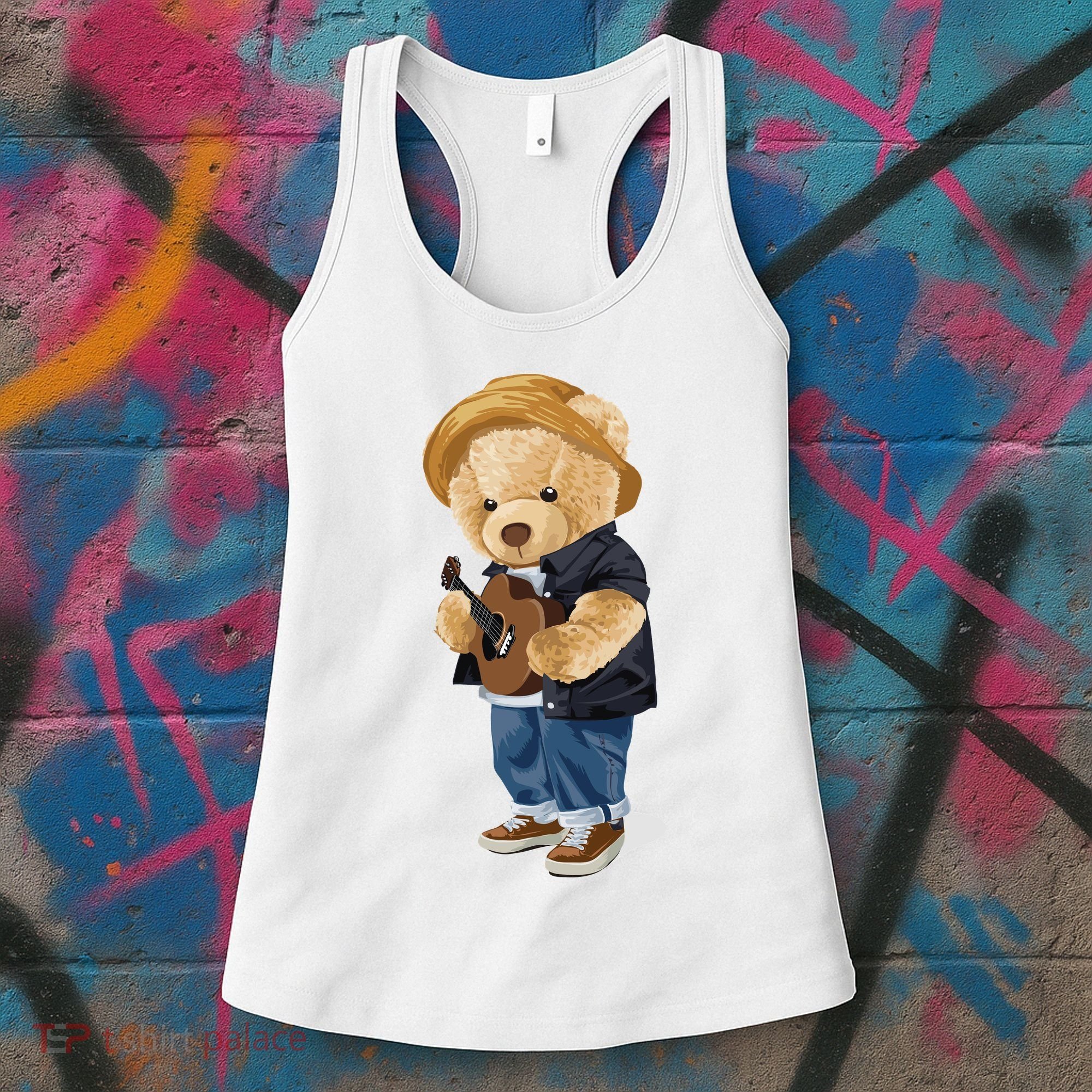 Teddy Bear Plays Guitar | Funny Gifts For Guitar Players Women's Tank Top