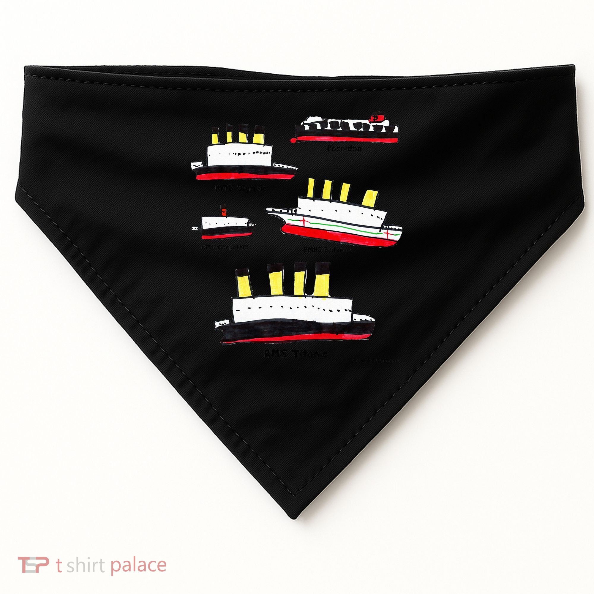 Titanic Britanic Poseidon Carpathia Famous Ship Gift. USA-Made Doggie Bandana