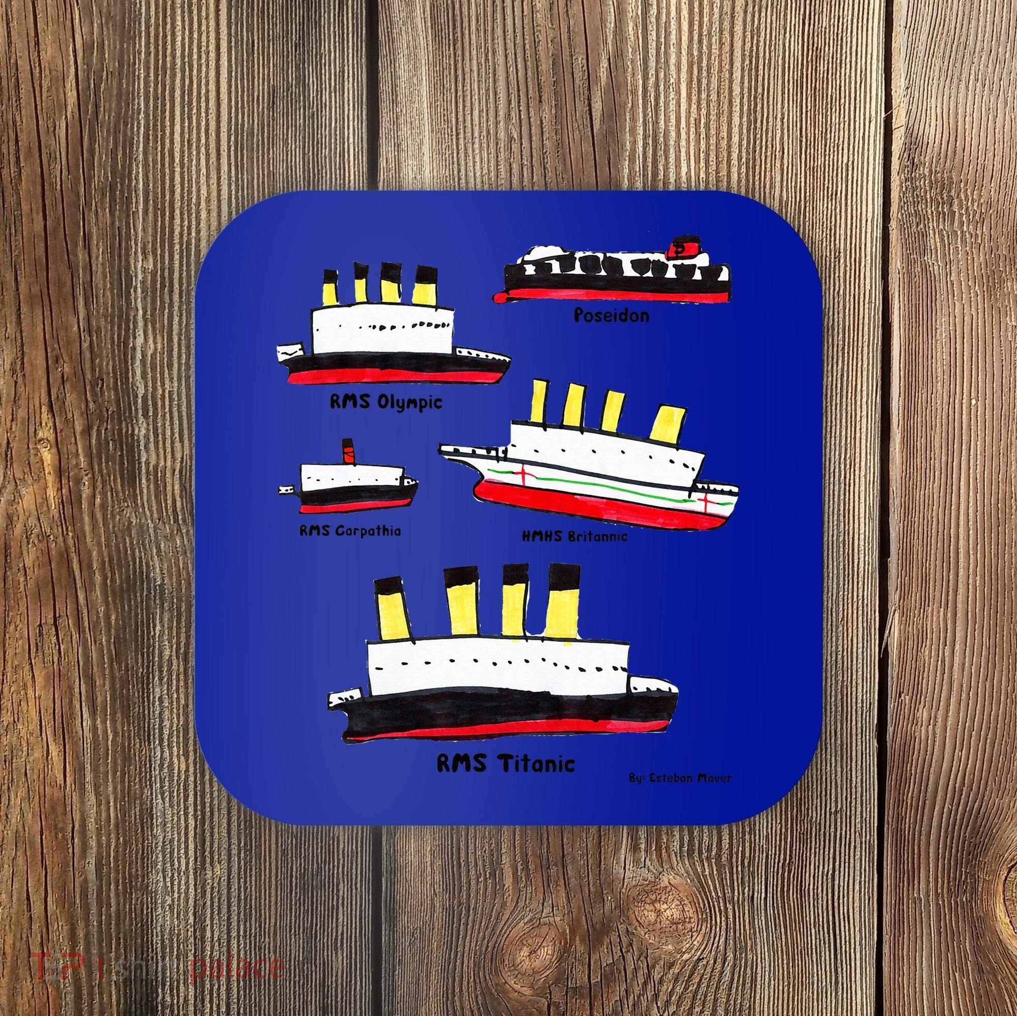 Titanic Britanic Poseidon Carpathia Famous Ship Gift. Coaster