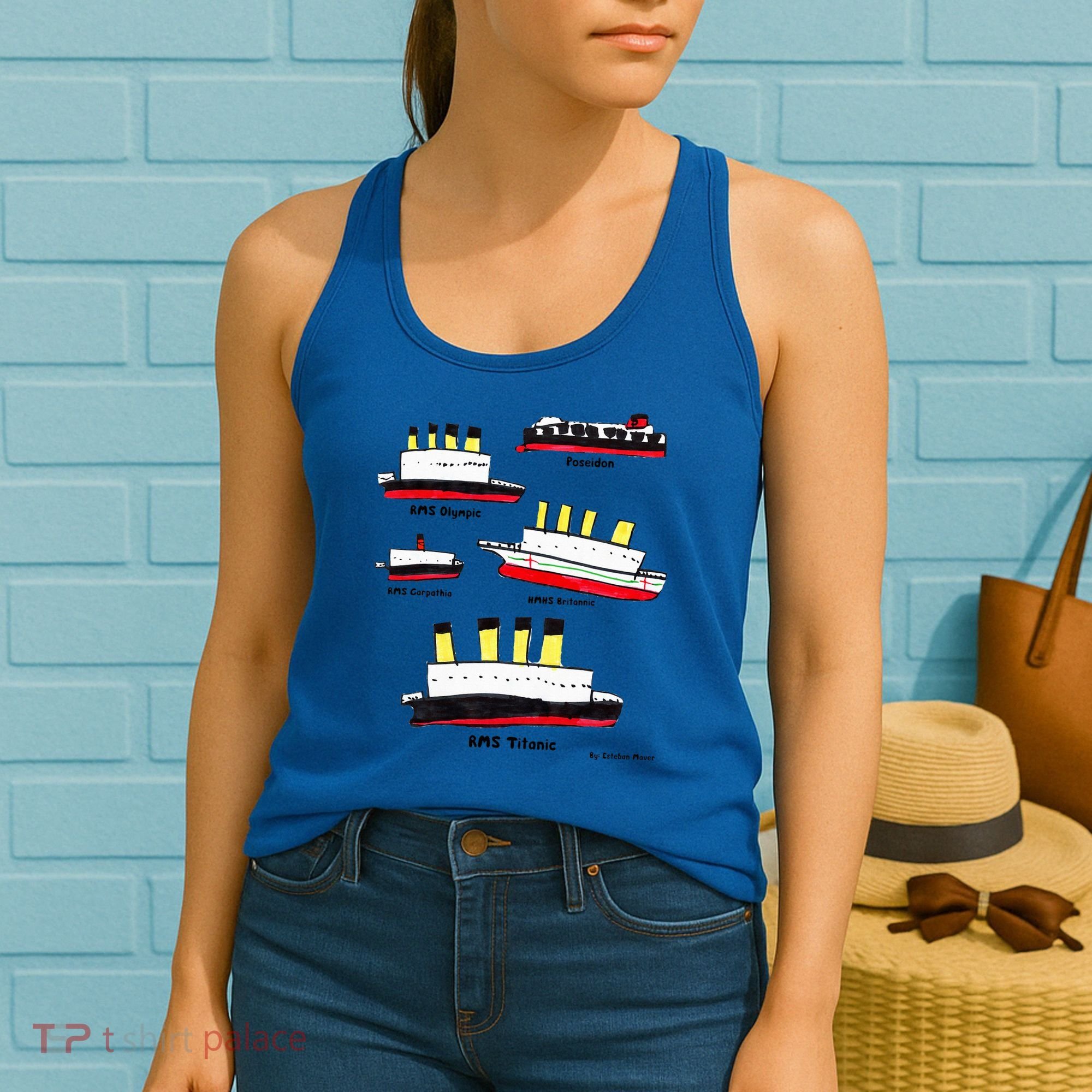 Titanic Britanic Poseidon Carpathia Famous Ship Gift. Women's Tank Top