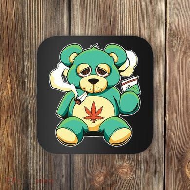Teddy Bear Pot Leaf 420 Marijuana Weed Cannabis Smokin  Coaster