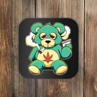 Teddy Bear Pot Leaf 420 Marijuana Weed Cannabis Smokin  Coaster thumb 0