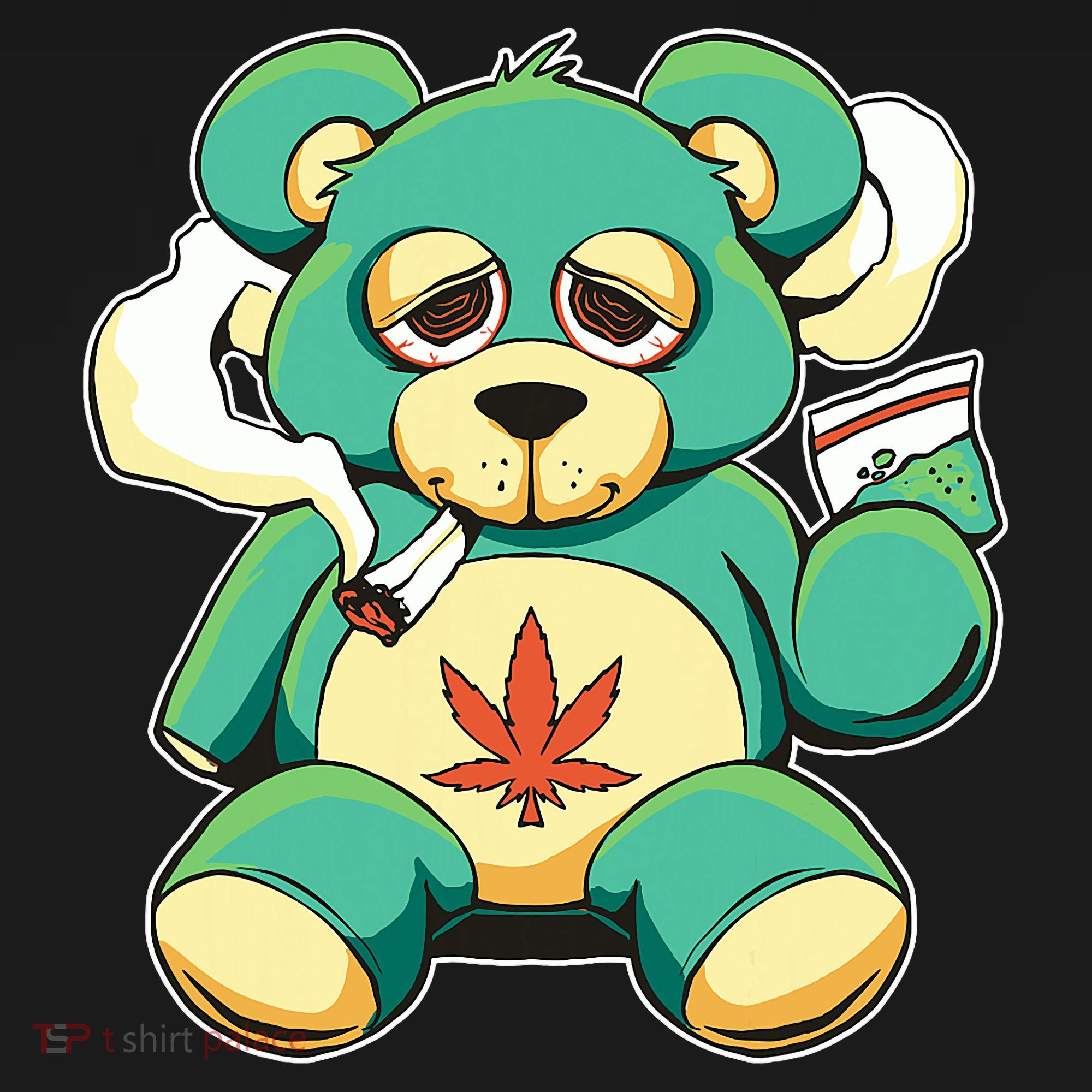 Teddy Bear Pot Leaf 420 Marijuana Weed Cannabis Smokin  Coaster