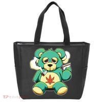 Teddy Bear Pot Leaf 420 Marijuana Weed Cannabis Smokin  Tote Bag thumb 0