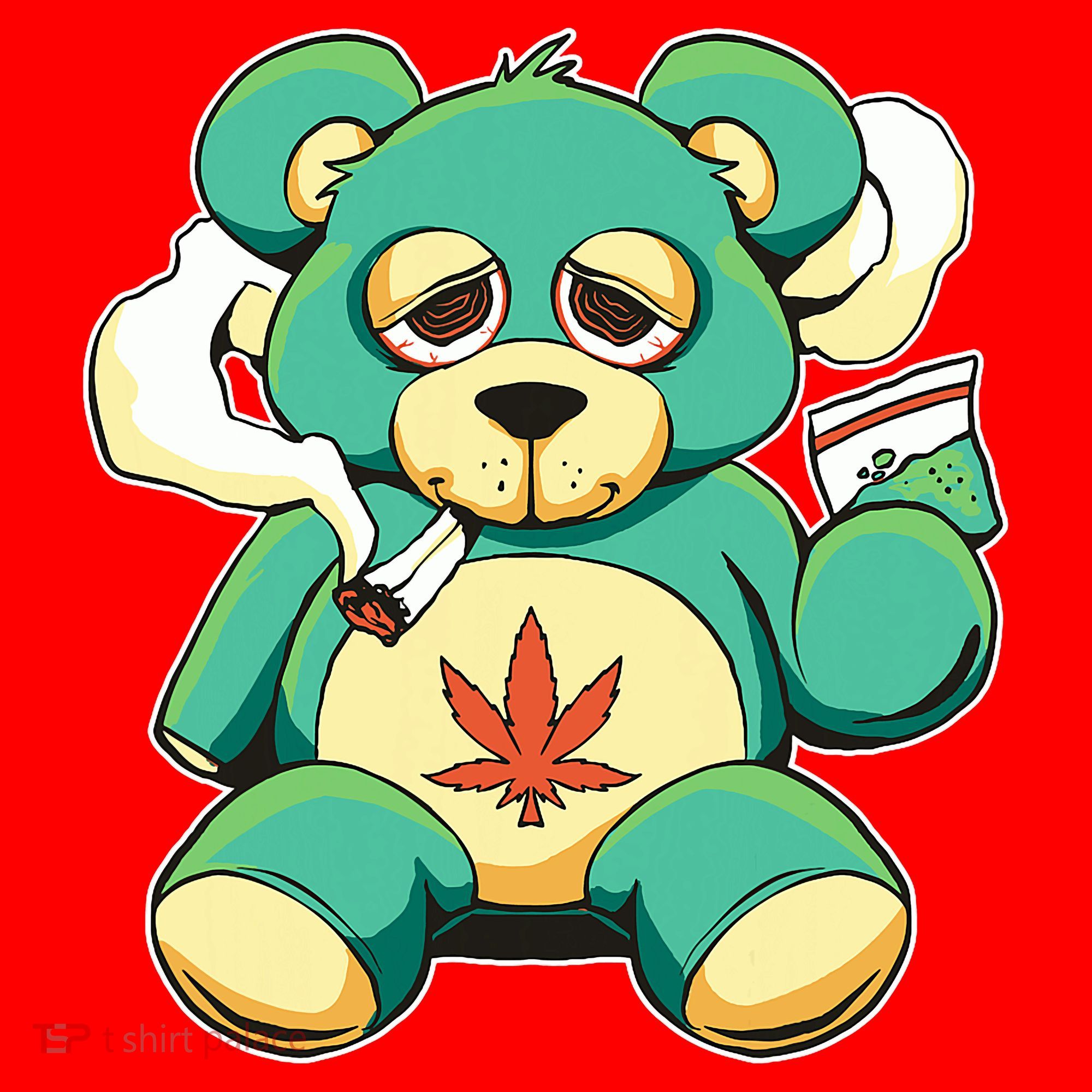 Teddy Bear Pot Leaf 420 Marijuana Weed Cannabis Smokin  Santa Hat