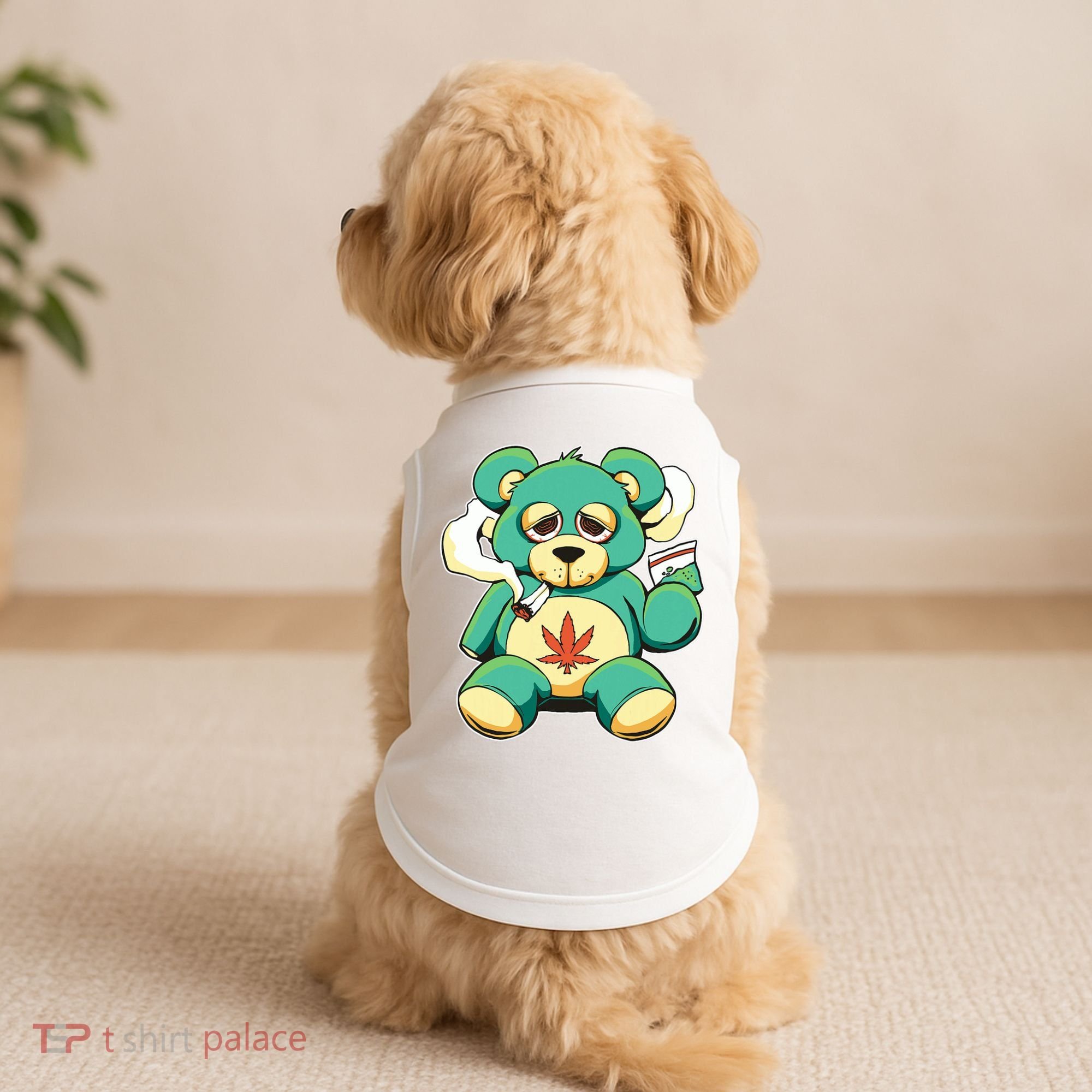 Teddy Bear Pot Leaf 420 Marijuana Weed Cannabis Smokin  Doggie Tank