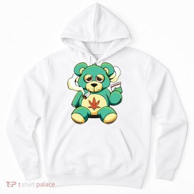 Teddy Bear Pot Leaf 420 Marijuana Weed Cannabis Smokin  Hoodie