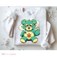 Teddy Bear Pot Leaf 420 Marijuana Weed Cannabis Smokin  Sweatshirt thumb 2