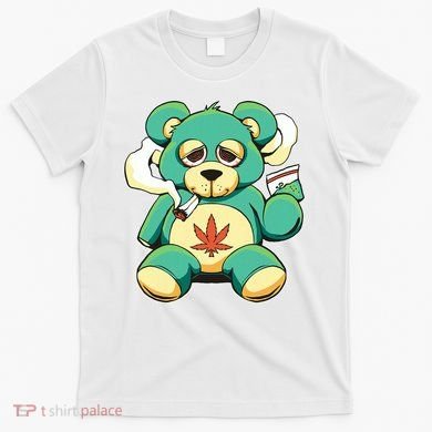 Teddy Bear Pot Leaf 420 Marijuana Weed Cannabis Smokin  T-Shirt