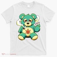 Teddy Bear Pot Leaf 420 Marijuana Weed Cannabis Smokin  T-Shirt thumb 0