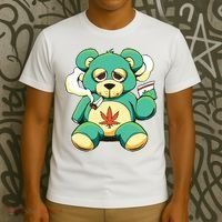 Teddy Bear Pot Leaf 420 Marijuana Weed Cannabis Smokin  T-Shirt thumb 3