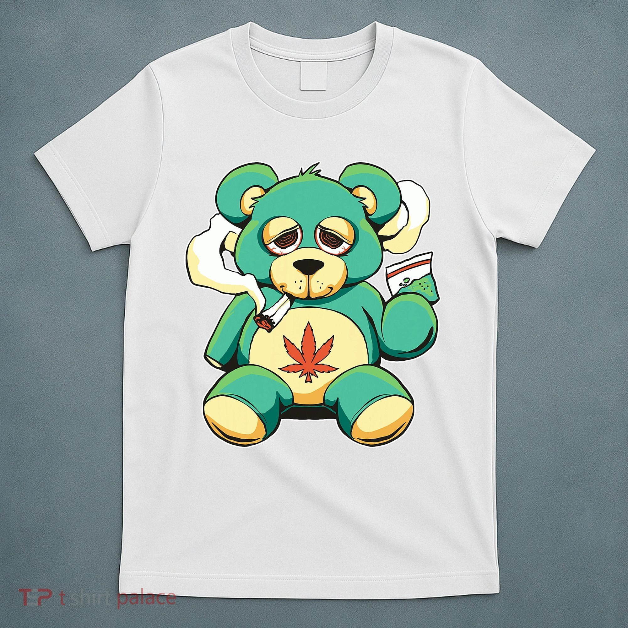 Teddy Bear Pot Leaf 420 Marijuana Weed Cannabis Smokin  T-Shirt