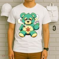 Teddy Bear Pot Leaf 420 Marijuana Weed Cannabis Smokin  T-Shirt thumb 6