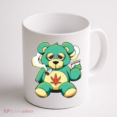 Teddy Bear Pot Leaf 420 Marijuana Weed Cannabis Smokin  Coffee Mug back