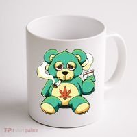 Teddy Bear Pot Leaf 420 Marijuana Weed Cannabis Smokin  Coffee Mug thumb 1